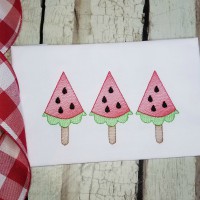 Watermelon Popsicle Trio Machine Embroidery Design Sketch Stitch